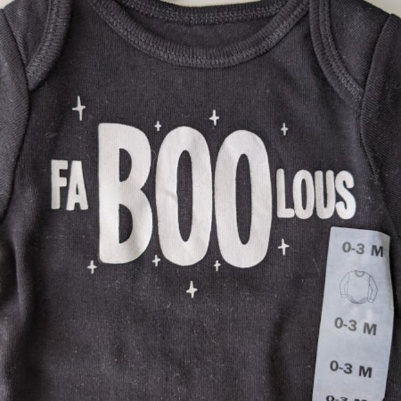 NWT Old Navy Black "FaBOOlous" Onesie 0-3m - Picture 4 of 5